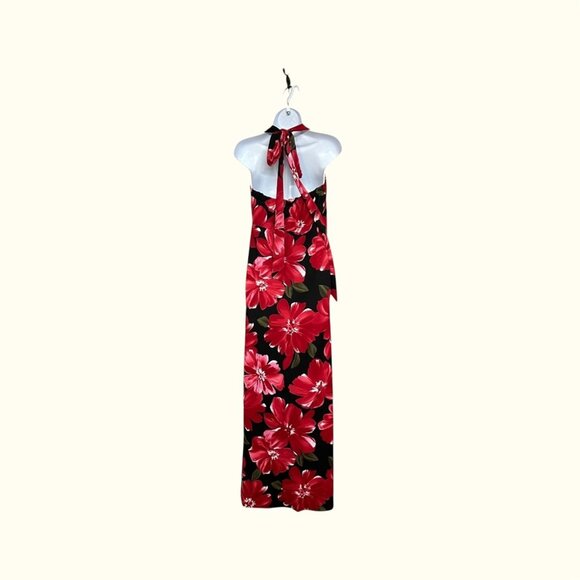Gigi Womens Maxi Dress Size 12  Halter Red Tropical Floral Resort Wear Beachy - Picture 5 of 10